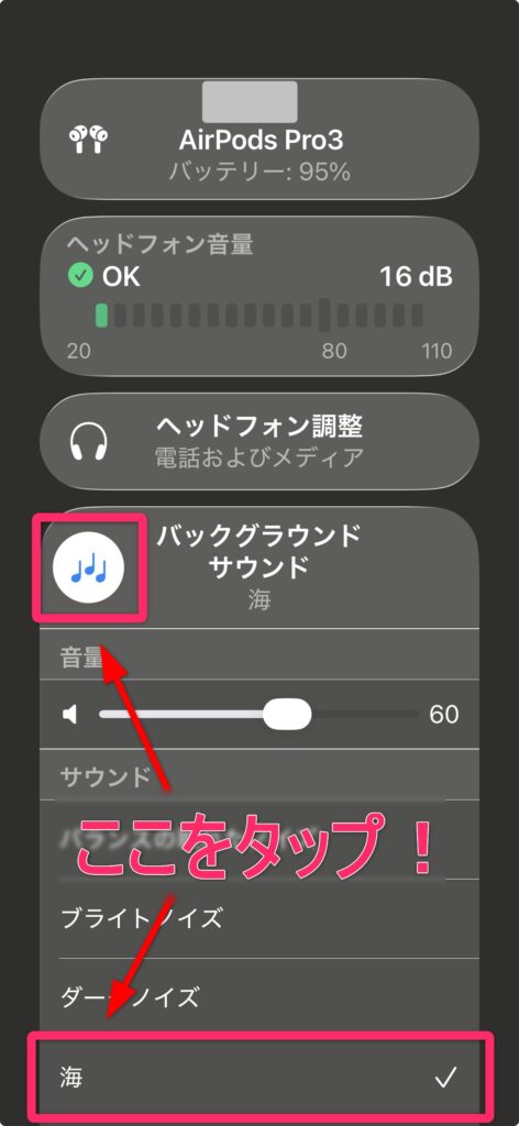iPhoneの環境音を流す手順3