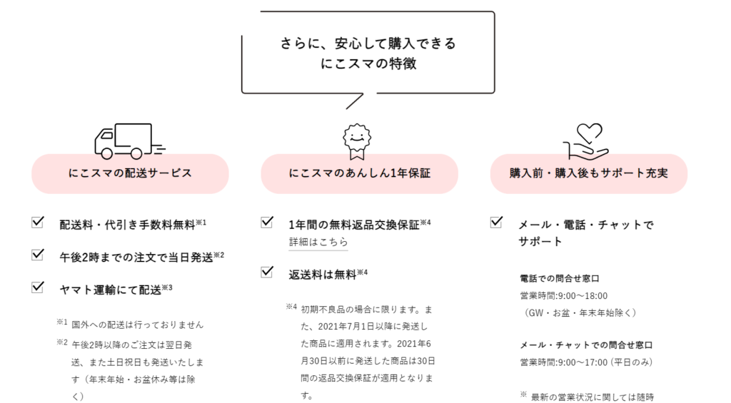 にこスマの1年保証について